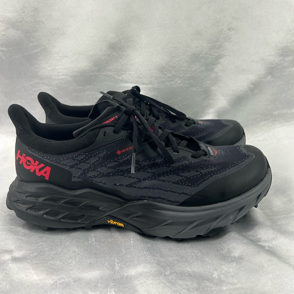 Hoka Womens Speedgoat 5 GTX Gore-Tex Spikes Shoes Size 9B Black Red - Picture 3 of 9